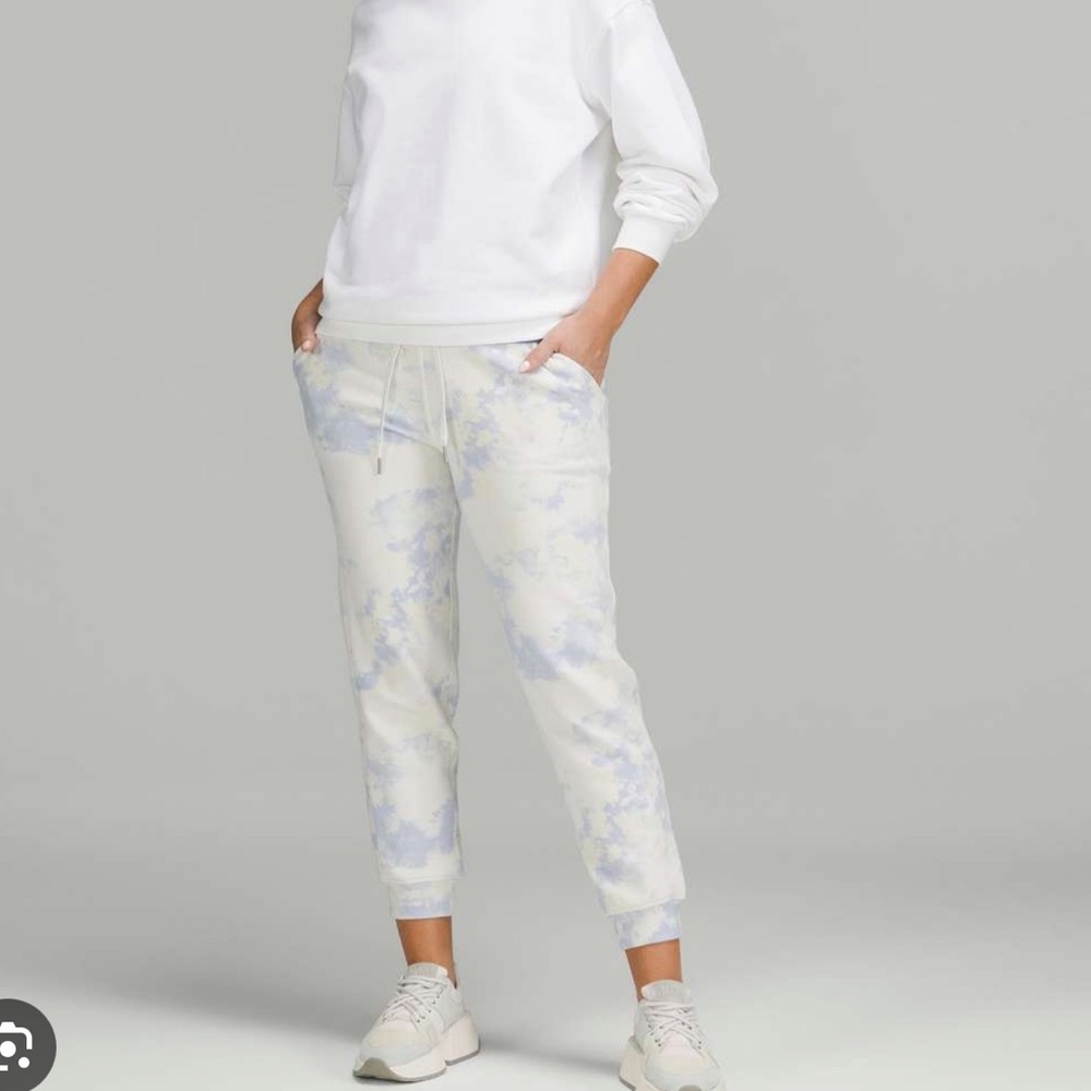 lululemon athletica Cream and Light Blue Tie-Dye Joggers